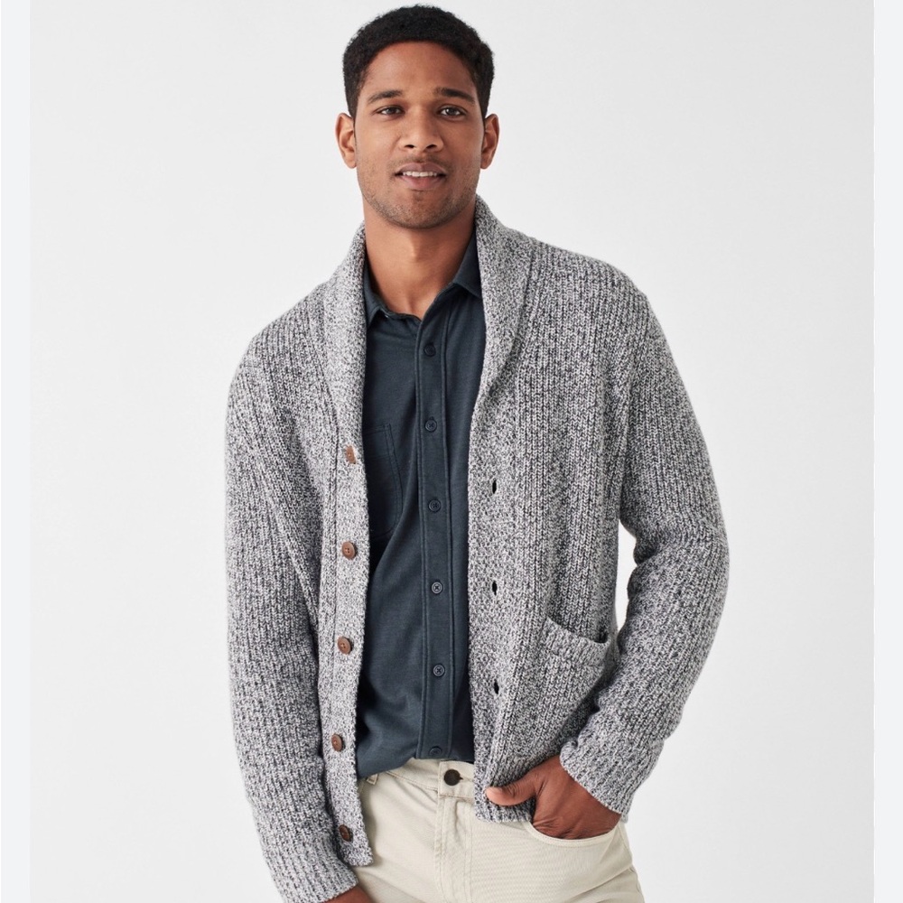 Faherty Marled Cardigan Gray Sweater